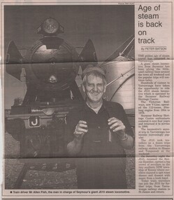 Newspaper article, The Border Mail, Age of steam is back on track by Peter Batson, 24/04/2000