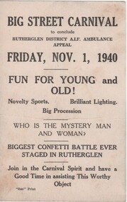 Programme - Program, Rutherglen "Sun" Print, 1940