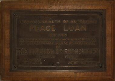 Brass Commorative plaque, J Marriot, Commonwealth of Australia Peace Loan, 1919