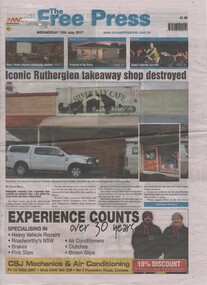Newspaper clipping, Corowa Free Press, 12/07/2017