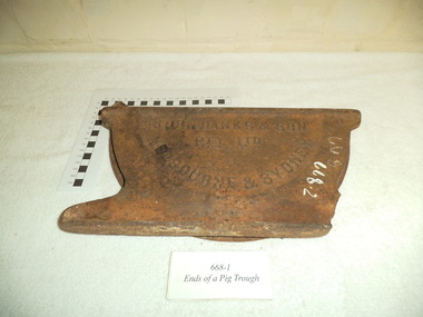 Pig trough end plate, 1900s