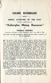 Book, Thomas Drenen, Golden Rutherglen: Mining Activities of the Past, c 1935-1945