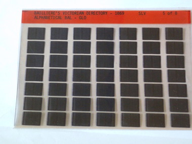 Microfiche, Bailliere's Victorian Directory 1868, 1868