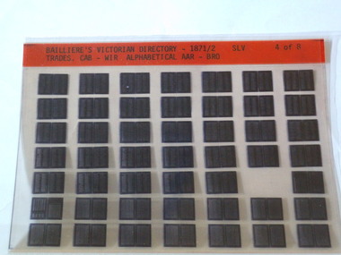 Microfiche, Bailliere's Victorian Directory 1871/2, 1871/72