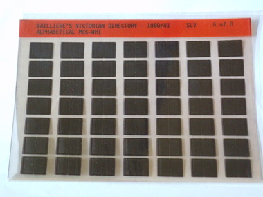 Microfiche, Bailliere's Victorian Directory 1880/81, 1880/81