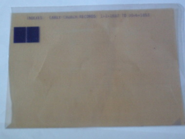 Microfiche, Index Early Church Records  1/1/1837 to 30/6/1853