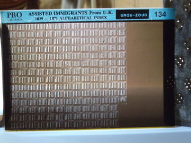 Microfiche, Public Records Office, Assisted Immigrants from U.K