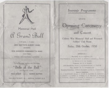 Programme - Program, Souvenir Programme, Grand Opening Ceremony and Concert, 20/10/1950