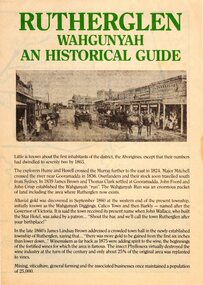 Pamphlet, Rutherglen Development Association, Rutherglen Wahgunyah: An Historical Guide, 1970s