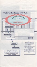 Document - Advertising flyer, GreenTRail Associates Group Inc, Wahgunyah Railway 121st Anniversary, 2000