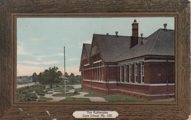 Postcard - Image, W. Hine Bookseller, The Rutherglen State School No. 522, c1890