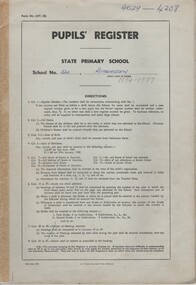 Document - School Records - Register, A.C. Brooks Govt. Printers, Pupils' Register. State Primary School. School No. 522, Rutherglen, 1974-1977