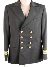 Uniform - Black jacket with 8 Gold buttons. Two gold arm bands, Batty and Mc Grath, Navy Jacket