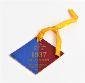 Memorabilia - Printed Item  Reunion Tag, 4th Brigade AFA 1937, 1937