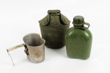 Equipment - Water Bottle with fabric cover, steel dixie, Stokes Australisia Ltd