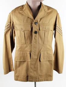 Uniform - Uniform, Army Jacket, Khaki Drill, 3 stripes and red flash insignia, Christopher Roberts & Co., Ltd, 1955