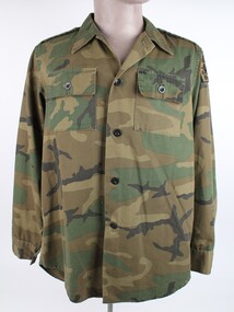 Uniform, USA Camouflage Jacket with two USA medals. Defense Medal and Vietnam Medal, Unknown presumably USA made