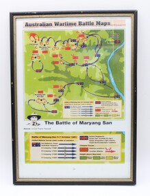 Work on paper - Map, the battle of Maryang San, in frame