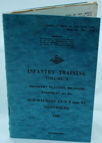 Book - Infantry Taining,  sub machine gun, 1966
