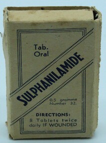Equipment - sulphanilamide tablets in box, Circa 1945?