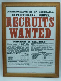 Work on paper - Framed recruitment poster, Albert Mullett, 1914-15
