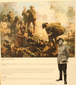 Painting - Printed Display Item - Army, Stretcher bearers painted in 1922 by Septimus Power, Circa 1990