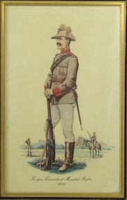 Painting - Printed Display item - trooper, Monty Wedd, Trooper, Queensland Mounted Rifles 1893, Circa 1980