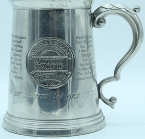 Souvenir - 40th Anniversary victory pacific, Pewter products, Melbourne, Australia, Stainless steel tankard