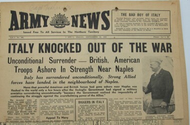 Newspaper - WW2 Army News, Northe Territory, Newspaper issued to all services in the Northern Territory, 11/11/1943, 3/11/1943, 17/5/1945