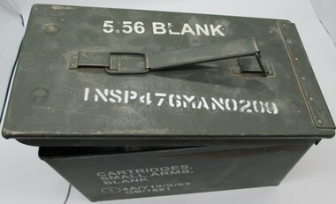 Weapon - Ammunition  Cartridge box, 5.56 blank in 6 plastic bags, Metal box for storage of cartridges