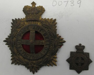 Badges Victorian Colonial, Victorian  Local Forces Helmet Plate and Forage Cap badge Circa 1885, c 1880