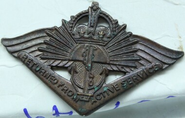 Badge Lapel, George VI Returned from Active Service badge