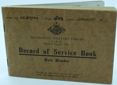 Documents Assorted, Record of Service book