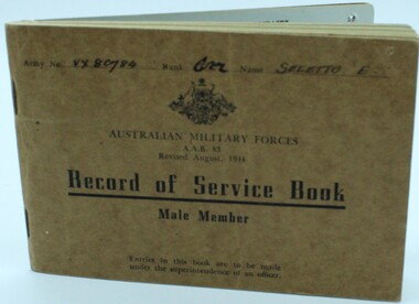Documents Assorted, Record of Service book