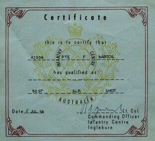 Certificate, Marksmanship, 1966