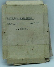 Document, British War Medal box Second Lt.G.Thom. No 165