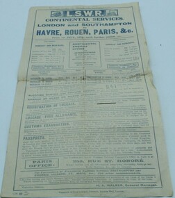 Document railway, LSWR Continental Services, 1919