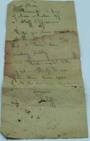 Document, Personal letter, 1919