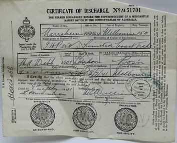 Documents - Discharge papers, Merchant Navy