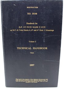 Book, Handbook for Q.F. 4.5 Inch Mark 5 Gun Volume 2, 1957