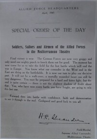 Document, Special order of the day