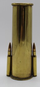 Souvenir - shell casing, Brass shell casing with rifle bullets attached each side