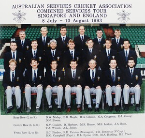 Photograph - Australian Services Cricket association 1993 Photo, booklet and ribbon bars, Memorabilia