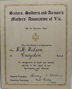 Work on paper - Certificate & Pension card, Certificate