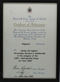 Work on paper - Certificate of achievment, memorabilia