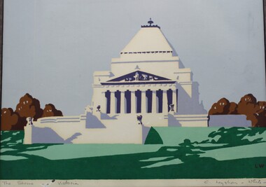 Work on paper (collection) - Pastel drawing of Melbourne Shrine of Remembrance, The Shrine - Victoria