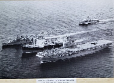 Photograph - HMAS Sydney refuelling at sea, Framed photograph