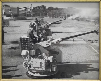 Photograph - Naval 	QF 2 pdr Mk II, Mk VIII Vickers 2-pounder "pom-pom" at gun training, Framed picture