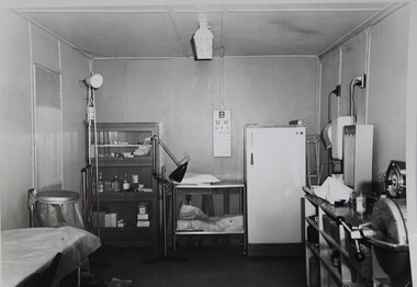 Work on paper - Photographs, Medical room, equipment and storage area. Also camp security at base