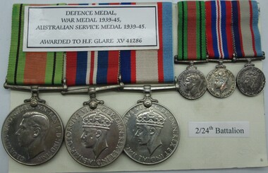 Medal - Assorted service medals, 1939-1945, H.F,Glare. 2/24 Battalion